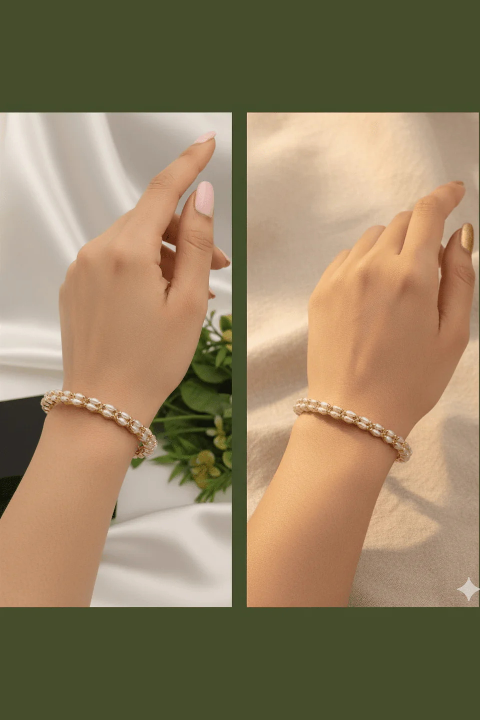 Aamani Real Pearl Bangles - Elegant Brass & Gold Finish - Image 4