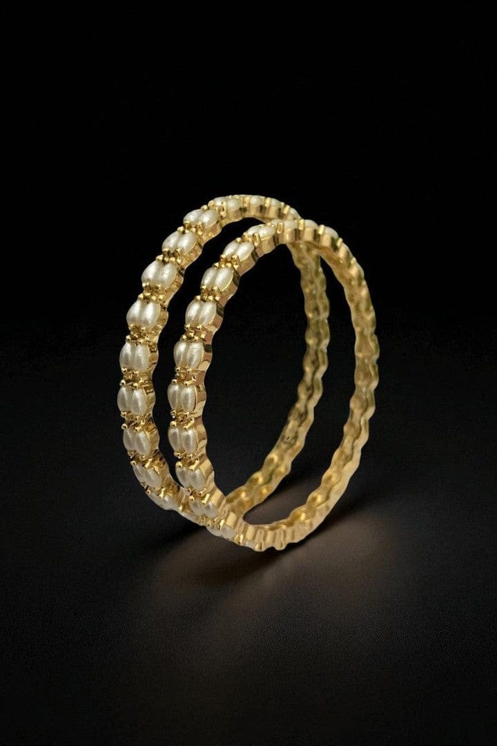 Aamani Real Pearl Bangles - Elegant Brass & Gold Finish - Image 6