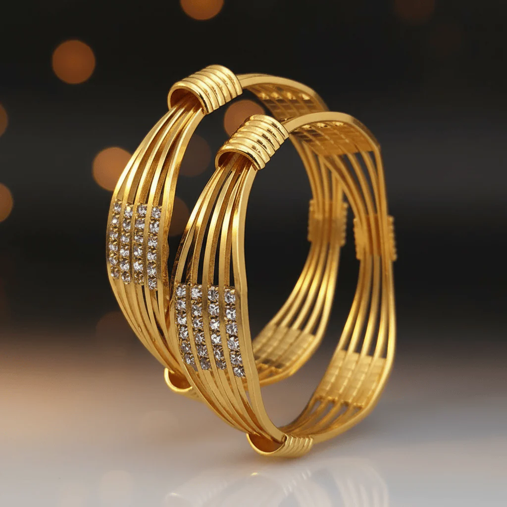 Ahalya Bangles - Elegant Gold Polish Brass Jewelry - Image 3
