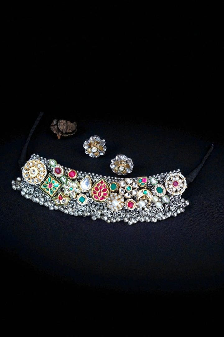 Aishani Set - Exquisite German Silver Kundan Jewelry - Image 3