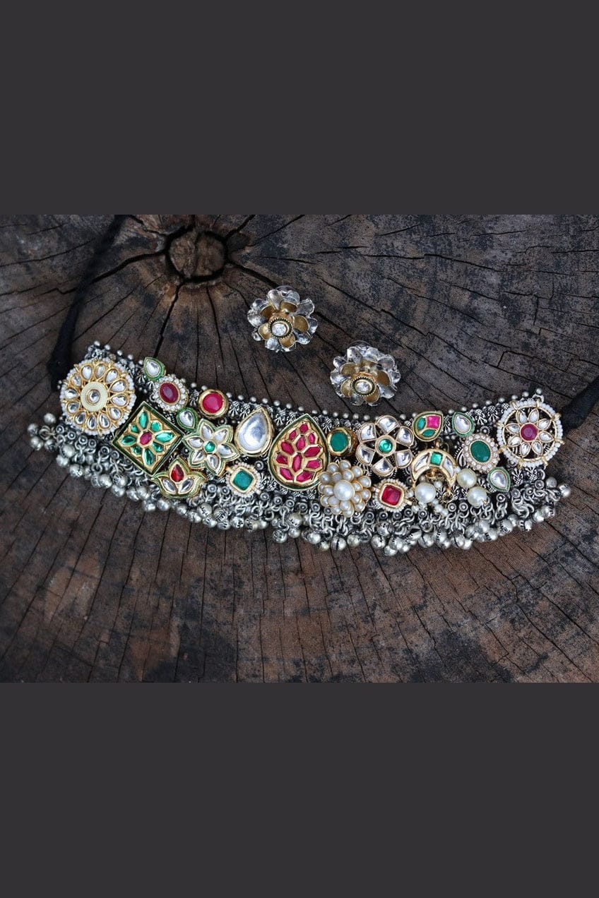 Aishani Set - Exquisite German Silver Kundan Jewelry - Image 4