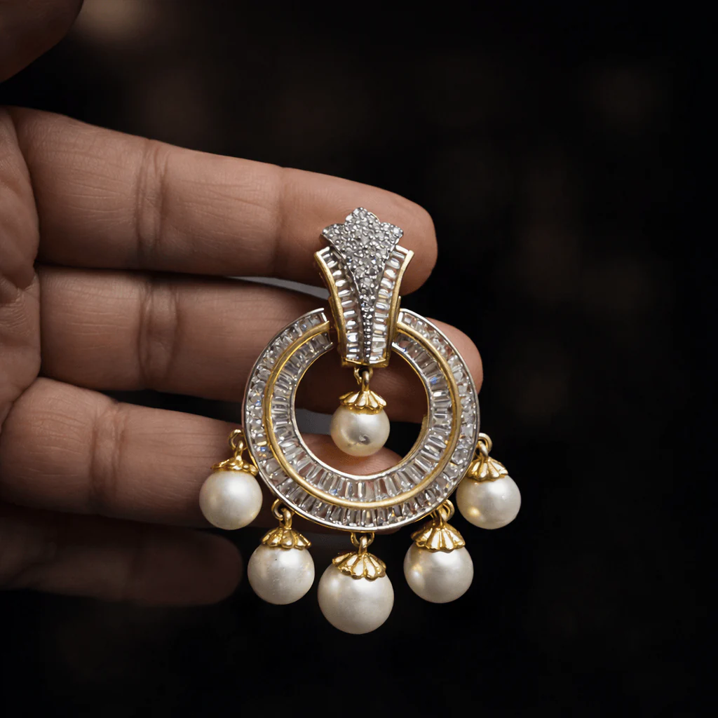 Aleena Earrings - Ethnic & Western Elegance in Gold & Diamonds - Image 3