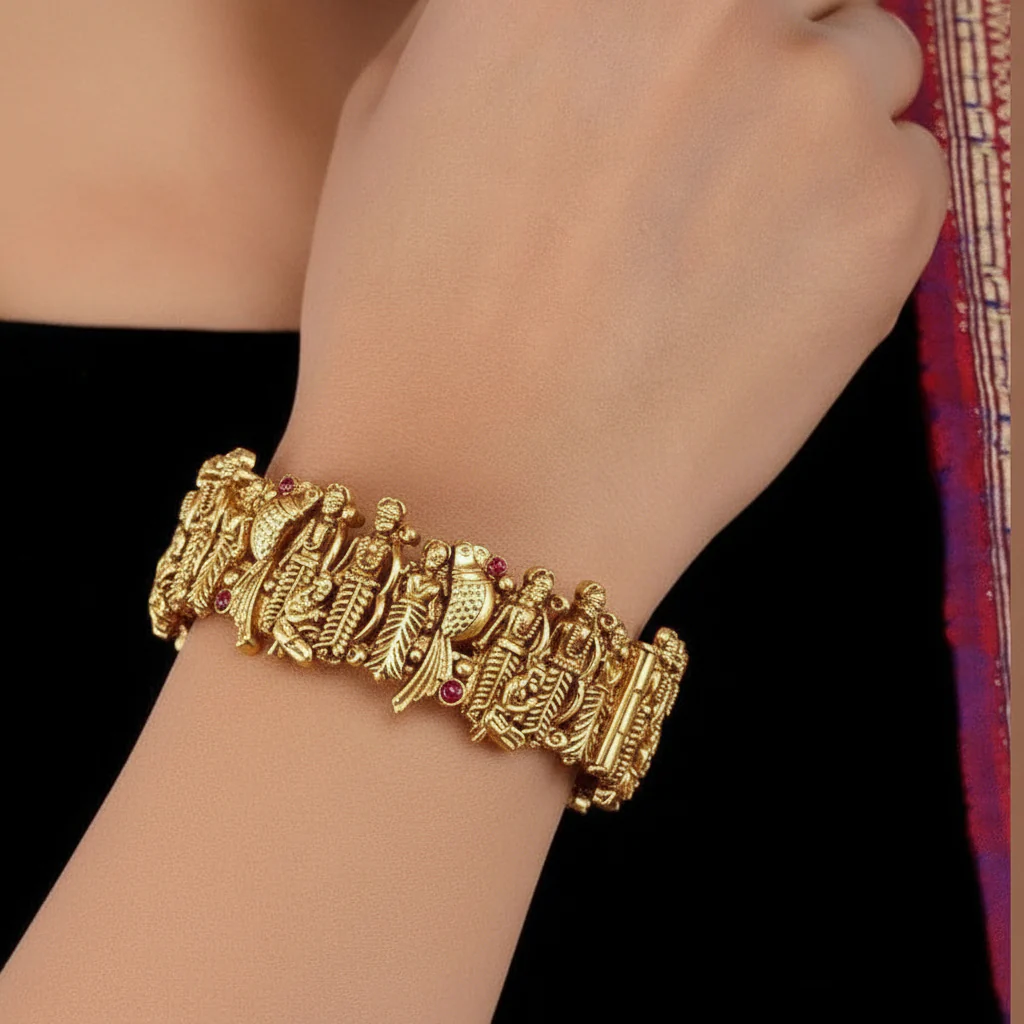Exquisite Ram Darbar Bangles - Handcrafted Gold Plated Elegance - Image 3