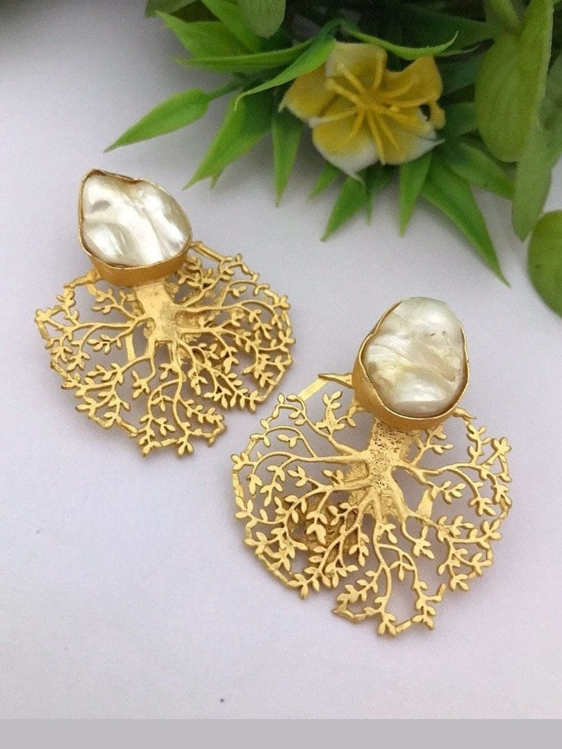 Chandrika Real Pearl Earrings - Elegant & Handcrafted Design - Image 3