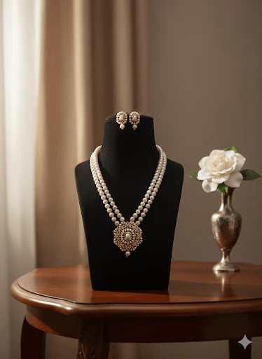 Charita Real Pearl Set - Exquisite Ethnic Jewelry - Image 4