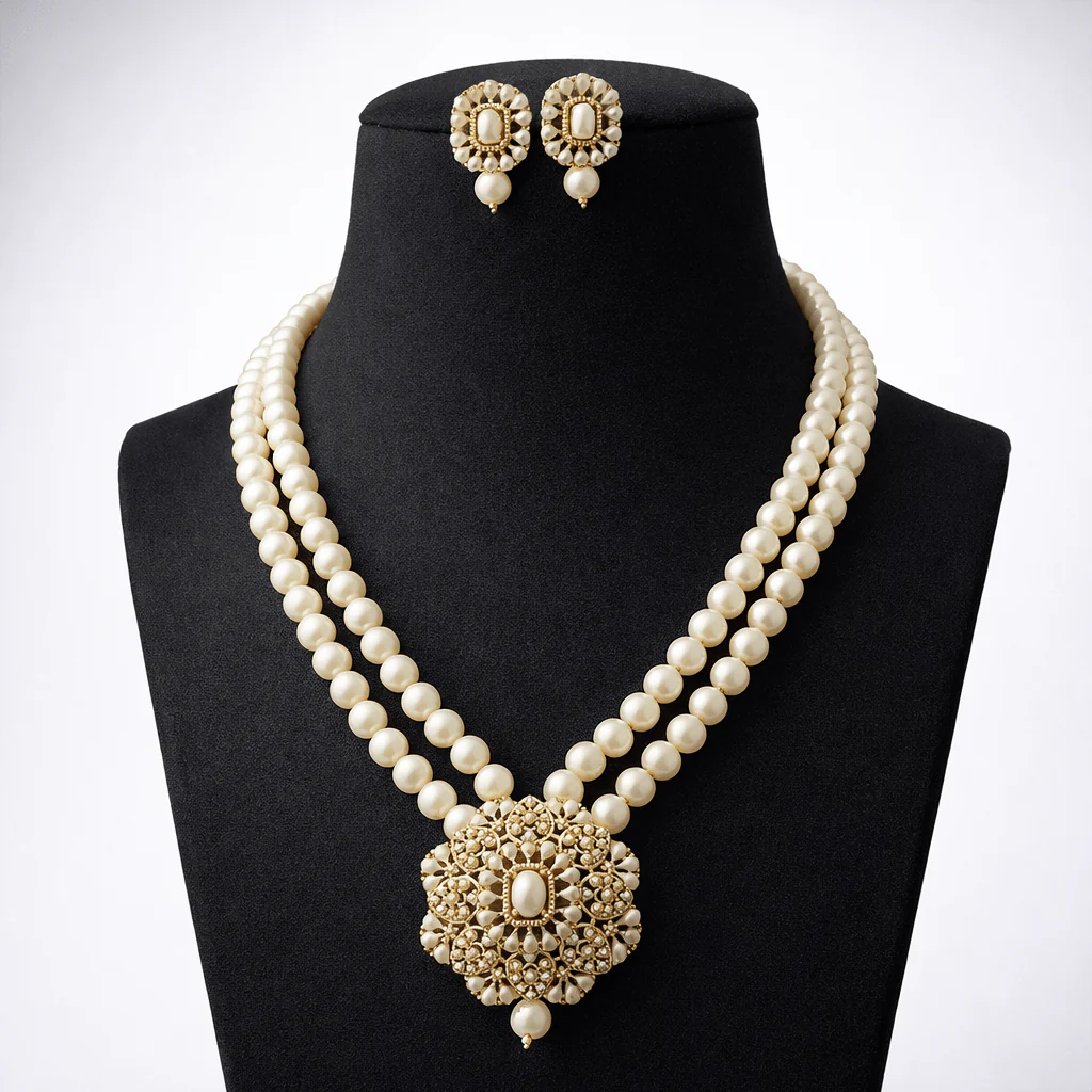 Charita Real Pearl Set - Exquisite Ethnic Jewelry - Image 5