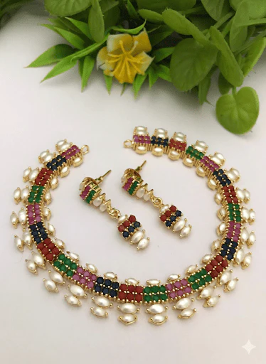 Classic Navrangani Real Pearl CZ Set - Image 3