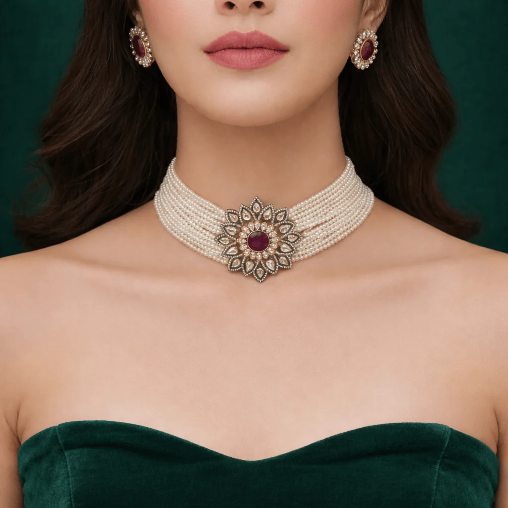 Era Set - Ethnic & Western Jewelry with Kundan and Ruby Stones - Image 6