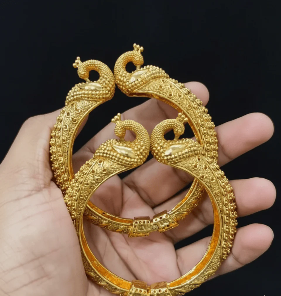 Ethnic Peacock Inspired Designer Kada Bangles - Image 3