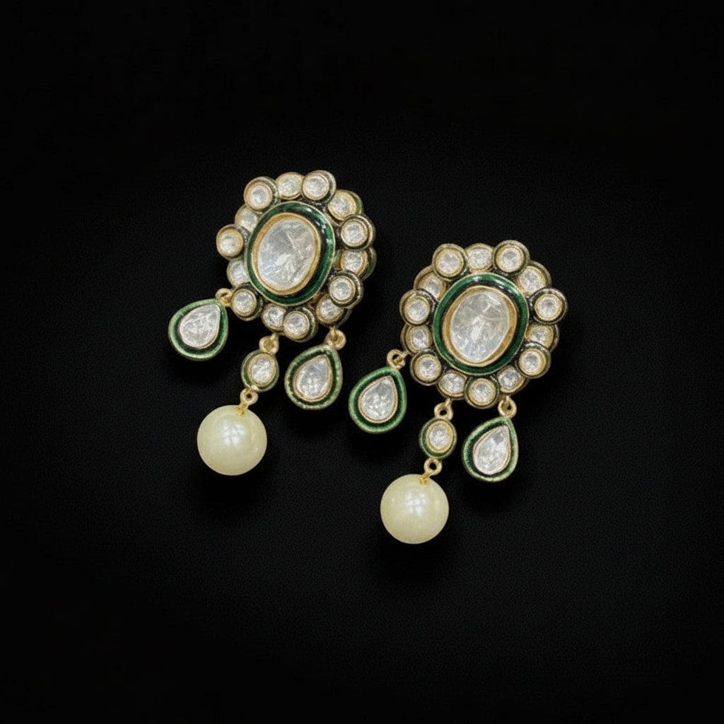 Girija Polki Kundan Earrings - Timeless Elegance - Image 8