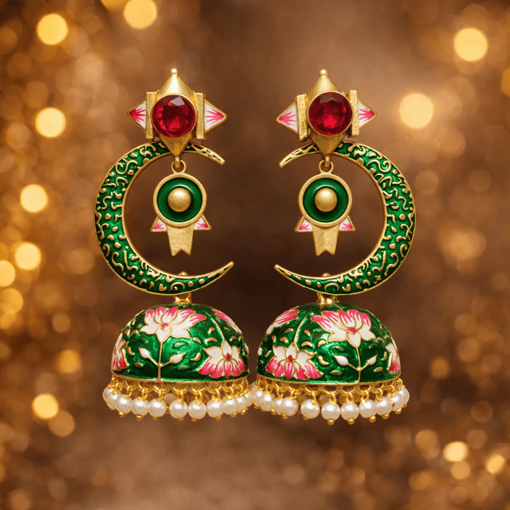 Half Moon Jhumki - Elegant Chand Jhumki Jewelry - Image 12