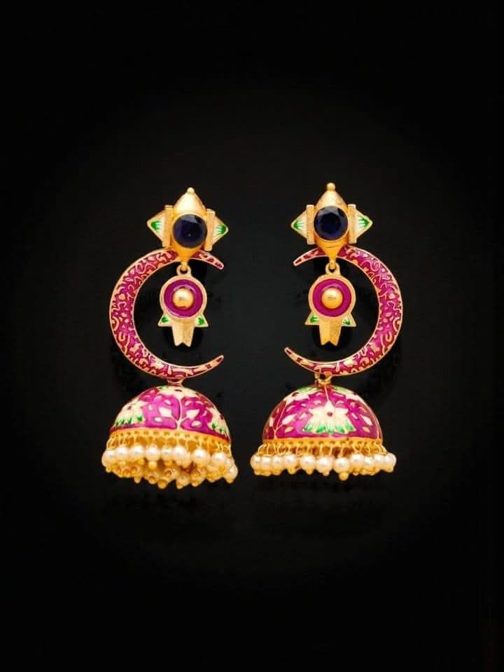 Half Moon Jhumki - Elegant Chand Jhumki Jewelry - Image 3