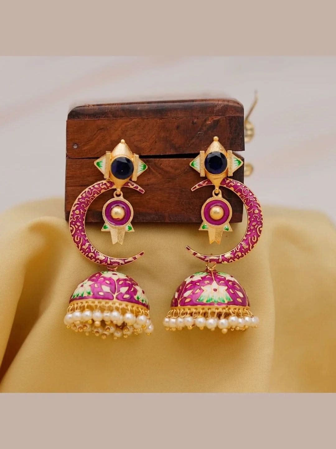 Half Moon Jhumki - Elegant Chand Jhumki Jewelry - Image 4