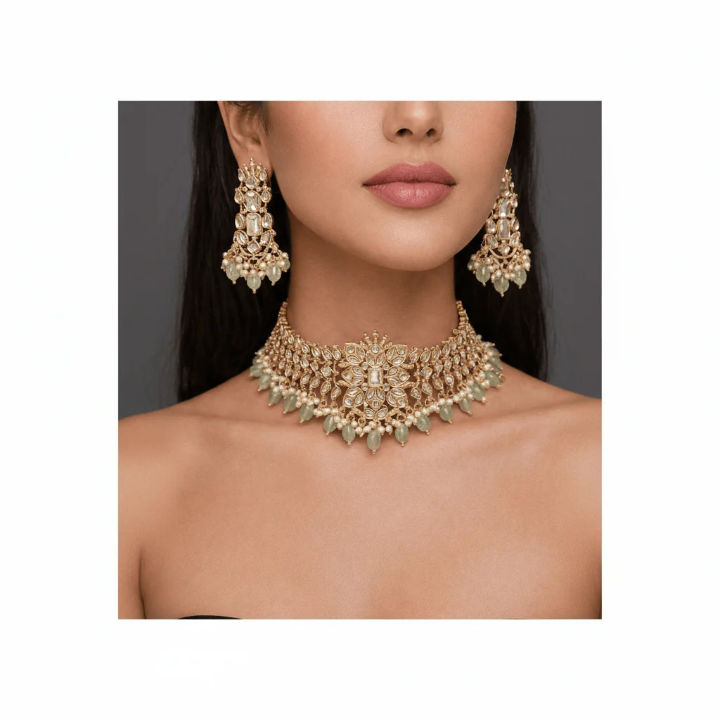Iksha Polki Kundan Ethnic jewellery set - Image 4