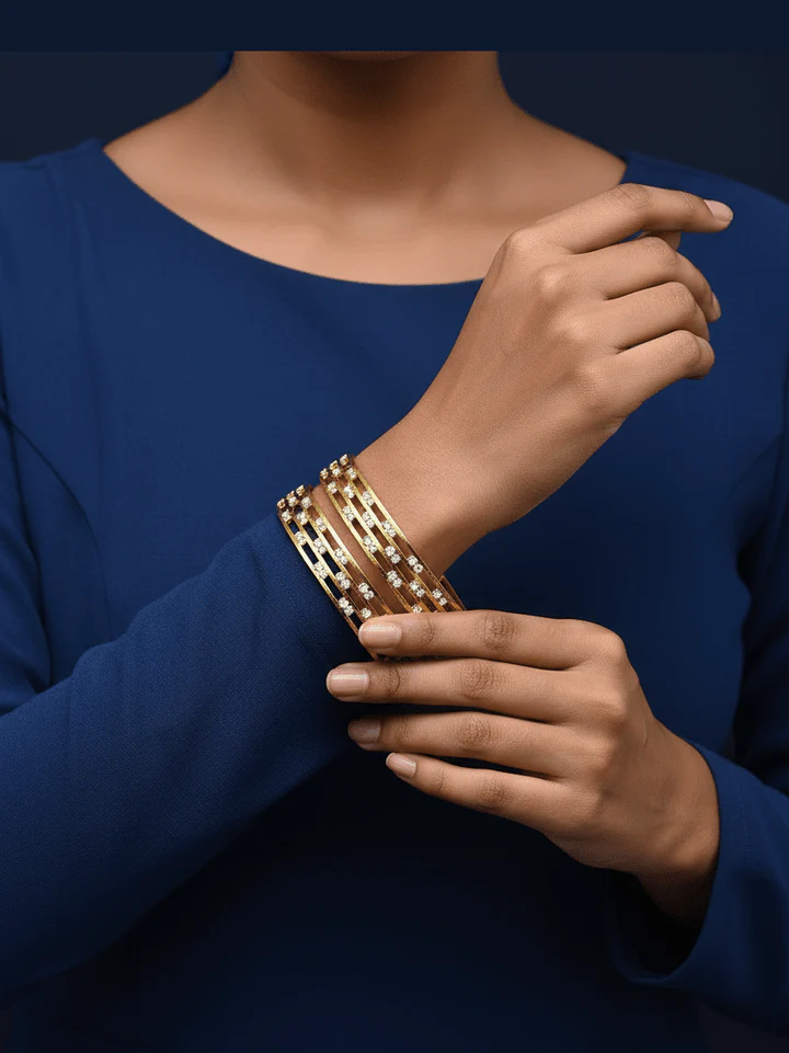 Kaajal Bangles - Elegant Gold Polish Brass Jewelry - Image 3