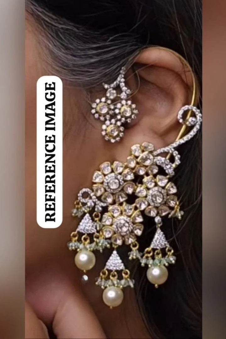 Karishma Kundan Ear Cuffs - Ethnic Elegance - Image 3