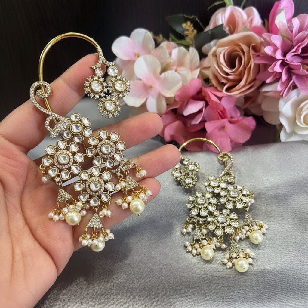 Karishma Kundan Ear Cuffs - Ethnic Elegance - Image 4
