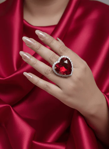 Love valentine Combo - Heart Necklace, Studs & Ring Set - Image 3