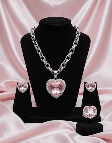 Love valentine Combo - Heart Necklace, Studs & Ring Set - Image 5