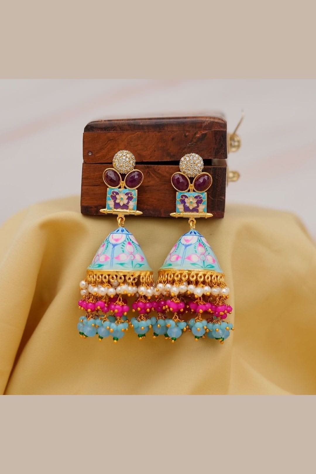 Elegant Meenakari Earrings - Royalty in Every Detail - Image 3