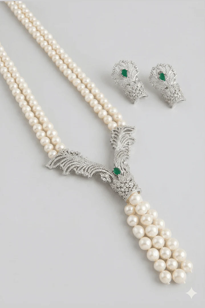 Parineeta Divine Wing Real Pearl Necklace Set - Image 3