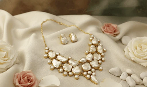 Parthivi Real Pearl Set - Elegant Handcrafted Jewelry - Image 4