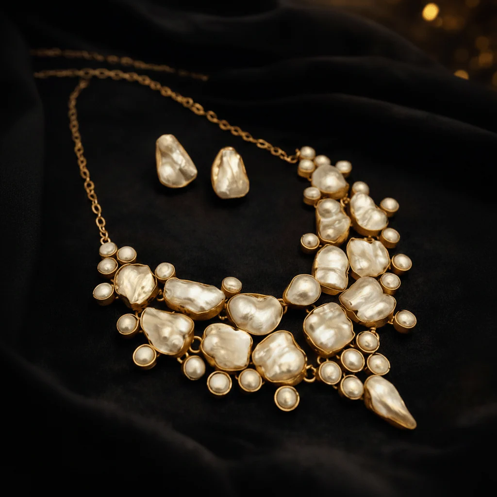 Parthivi Real Pearl Set - Elegant Handcrafted Jewelry - Image 5