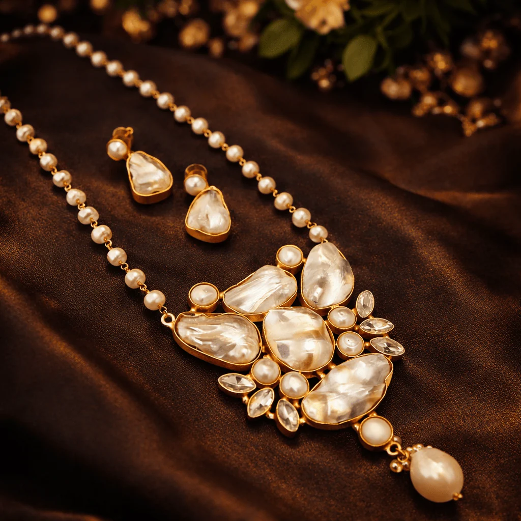 Ruchika Real Pearl Set - Elegant Handcrafted Jewelry - Image 10