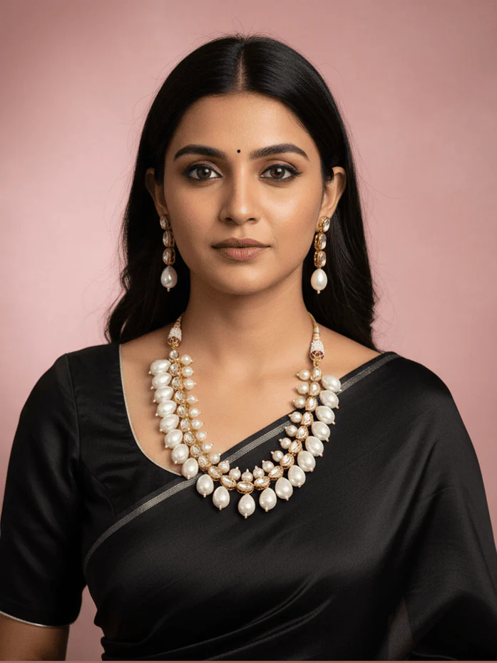 Sasha Shell Pearl Set - Elegant Ethnic & Western Jewelry at Aganya Kreation - Image 5