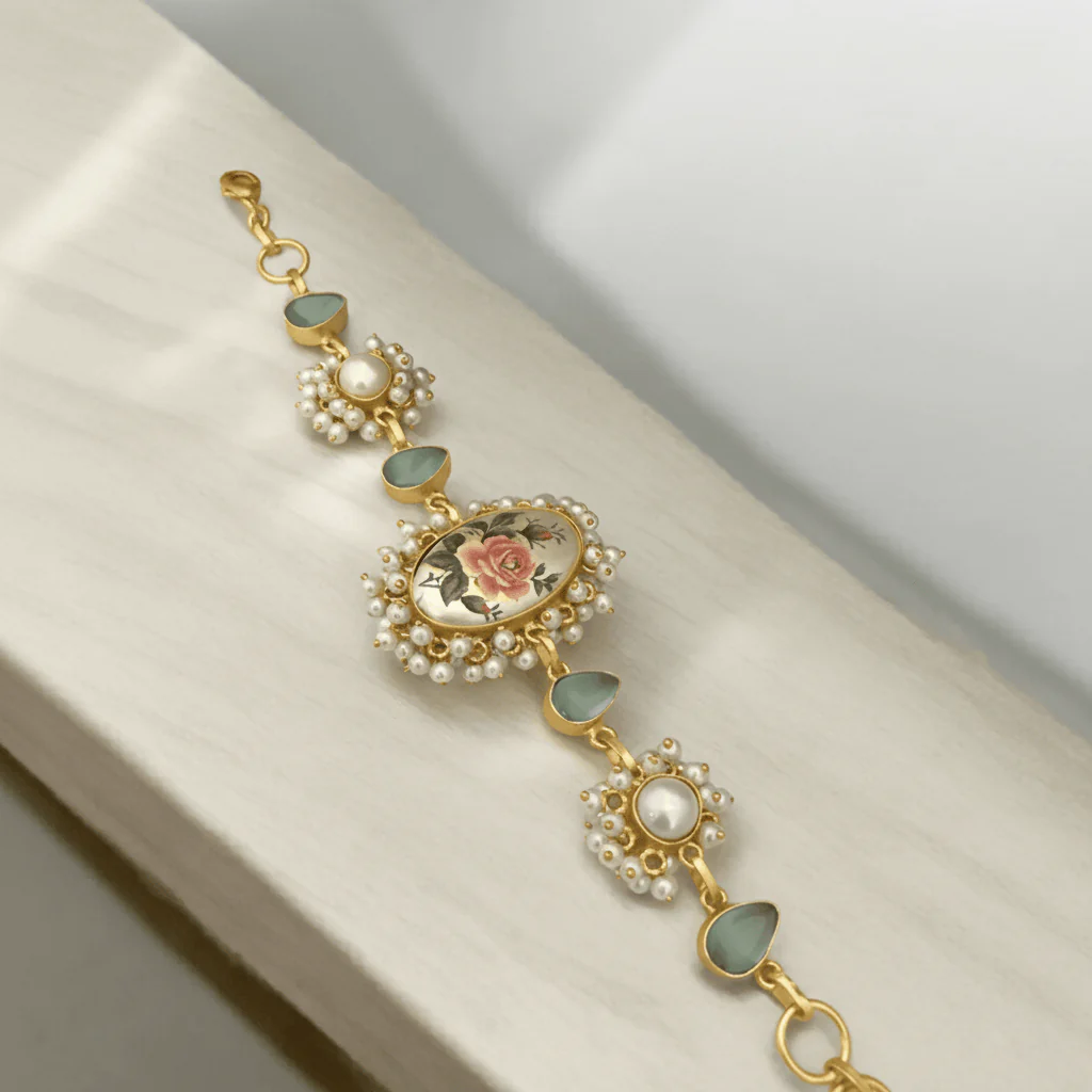 Sobita Real Pearl Bracelet - Elegant Brass & Golden Plating - Image 3