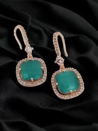 Square Rose Gold Hook Back Earrings - Timeless Elegance - Image 4