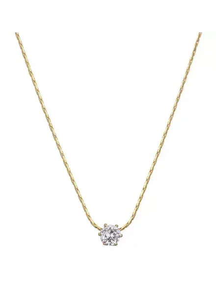 Timeless Solitaire Sparkle Necklace 18k Gold Plated Stainless Steel Tarnish Free Waterproof Jewellery female - Image 5